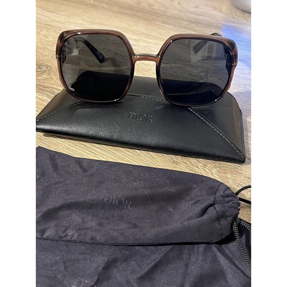 Christian Dior Signature NUANCE Sunglasses Brown Oversized Square- Pre-owned - Picture 1 of 13